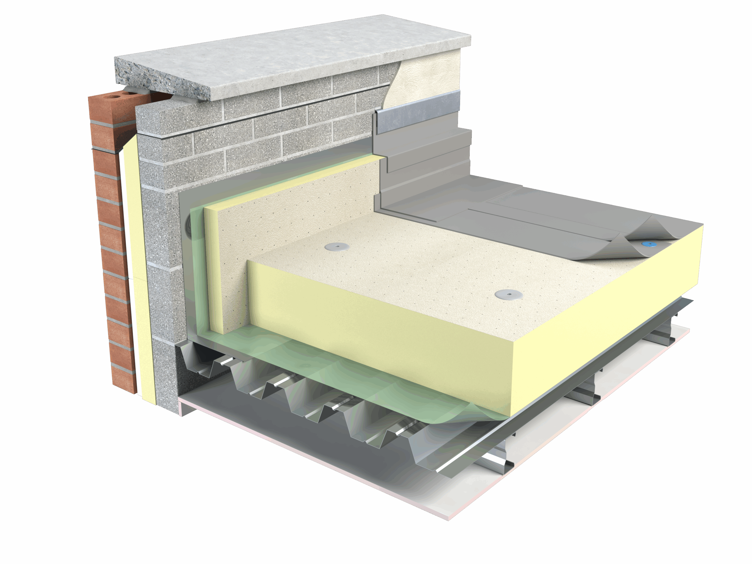 Flat Roof insulation with mineral glass finishing