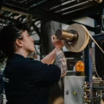 Employee in the factory at Unilin Insulation
