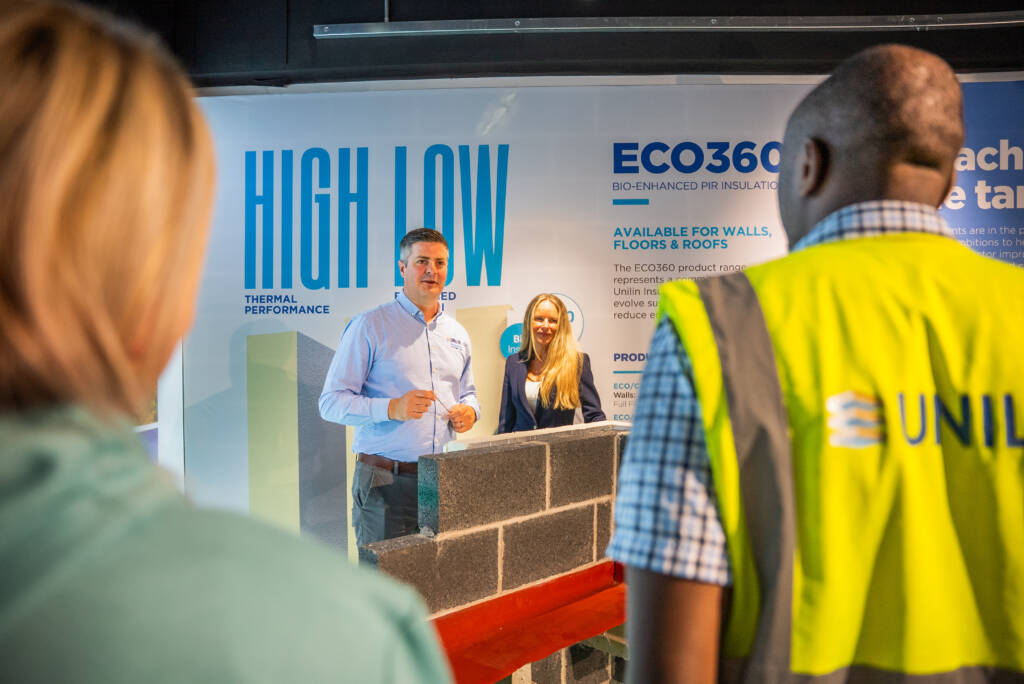 Unilin's discovery hub Cavity wall building best practice area during a Toolbox talk cpd